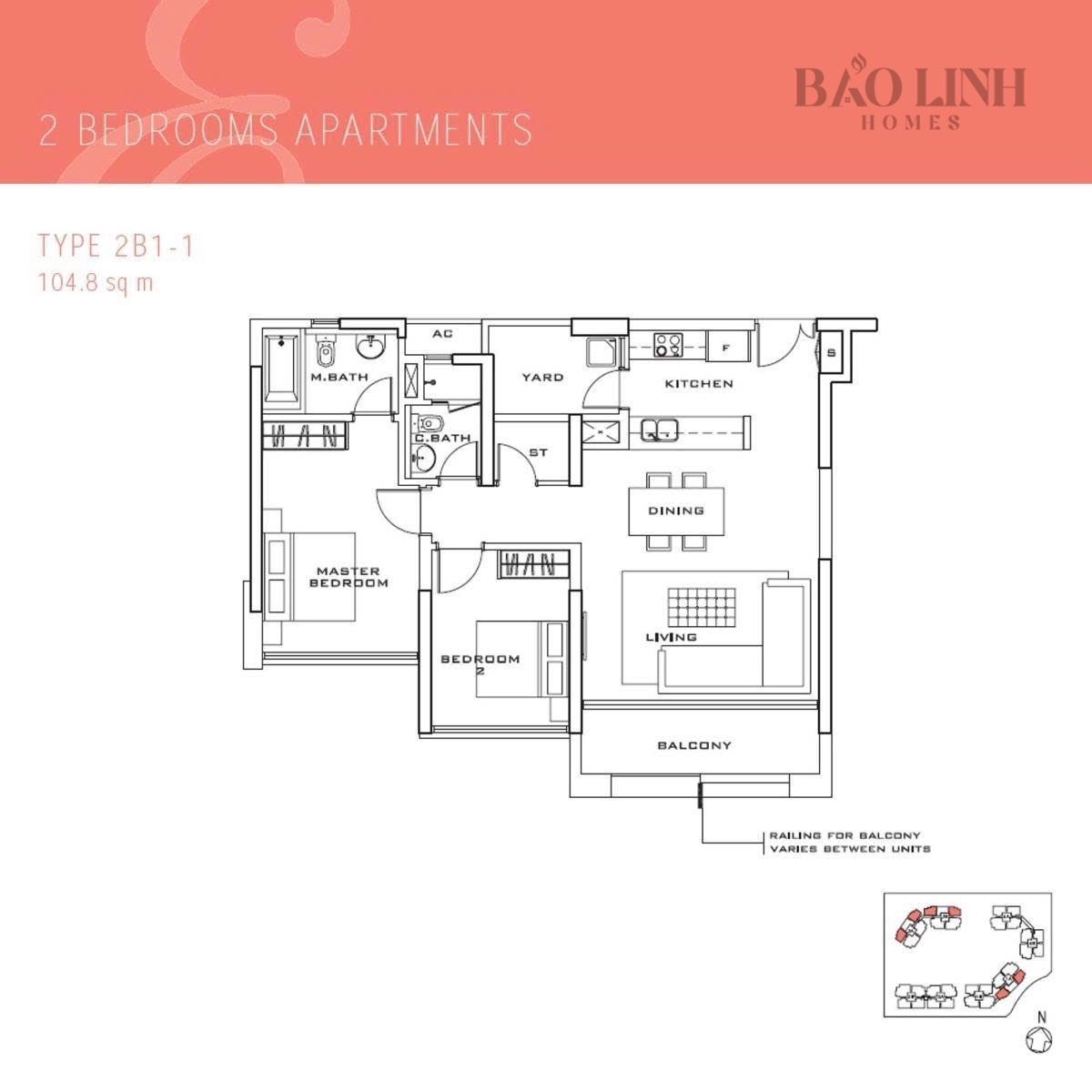 The Estella 2BRS apartment for lease with modern style and facing Landmark 81